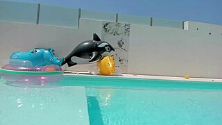 Horny Slut with Round Tits Rides Toy While Spreading Tight Wet Pussy and Moaning for Deeper Licks