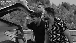 Slutty BFFs Candee Licious and Rebecca Volpetti Crave Outdoor DP Gangbang with Anal Fucking and Cum Swapping!