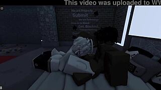 White femboy takes big black cock from shemale like a good boy in this scene