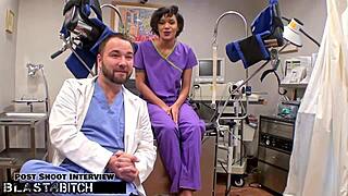 i caught the student with glasses in latex gloves and choked her while deepthroating and face fucking in pov doggystyle