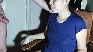 Intriguing Asian girl bends over for doggystyle blowjob and handjob. She works tight pussy to get cum on pretty lips.