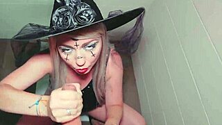 in this pov halloween video, amateur miriam prado dresses as a busty witch with big natural tits. she gives blowjob, gets rough FUCKING and creampie in wet pussy.