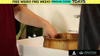 Gorgeous milf Sarah Vandella gives nuru massage with oiled blowjob and pussy licking to stepnephew before wedding.