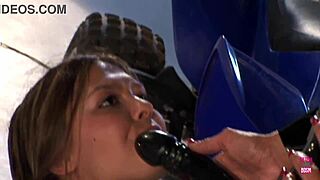 A sexy police officer in latex uniform bangs a stunning chick with big beautiful breasts. They kiss and use dildo toys in the office.