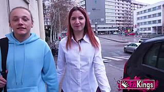 So this petite redhead teen Astrid Ortiz gets rough and quick with her classmate in some intense European banging