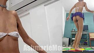 hey, check this out - i'm that skinny latina bunny dancing braless in a miniskirt with upskirt thong views and hairy pussy close-ups on my legs and feet