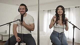 Thick brunette Cami Strella licks ass in casting interview with deepthroat orgasm