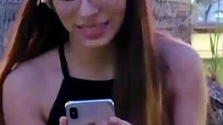 Petite 18+ teen college girl gets creampie in public park outdoor exhibitionism scandal with skinny first time action.