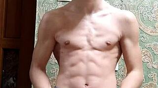 Skinny boy celebrates happy new year with raw moves