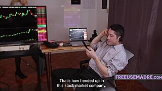 Blonde milf gets bent over in stockings for doggystyle sex. She chats on the phone during the shop encounter.