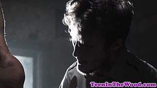 Stranded teen 18+ dominated in bondage for extreme rough banging in missionary pose