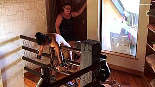 i dominate ebony slave rose with bondage fisting and rough pussy licking as mistress april