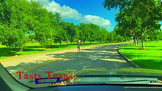 sexy milf hitchhiker with big ass and tits rides and sucks cock dry after smoking