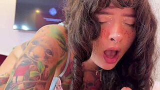 hey split tongue girl, ready for this sloppy blowjob ending in a messy cumshot on your pierced nipples?