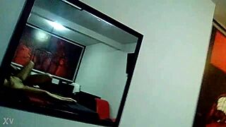 Mexican Teen Bent Over In Front Of Mirror At Hotel
