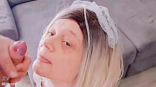 une bonne facial lands on depraved maid in lingerie and stockings