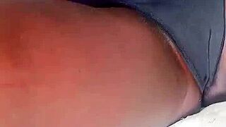 Sexyjayla254 ebony shemale strokes huge oiled cock outdoors