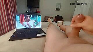 reacting to my video with a cock in my ass, finding my cousin jerking off