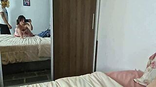 The amateur teen babe takes a big black cock in her little 18+ asshole. It's all happening right in front of the mirror.