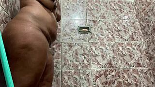 i'm that ebony babe taking big cock cumshot in outdoor public bath scene