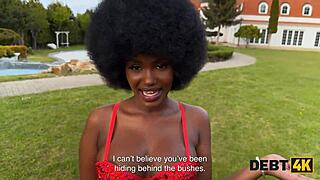 Small teen faces huge interracial cock to settle her mounting debt outdoors