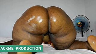 Picture my curvy bbw wife all oiled up riding a big black monster cock while I watch her fat ass bounce