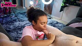 Oh Wow! Black Teen 18+ GAGS on Huge BWC in Wild Interracial Action!