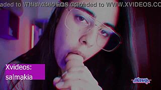 Vintage style vid with cute brunette Latina masturbating hairy pussy using huge dildo