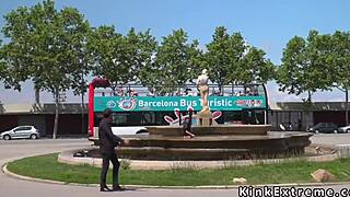 Spanish Hottie Gets Gangbanged Hard In Public Outdoor Bondage Action!