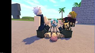 roblox miku gets into wild banging in a massive gangbang group session