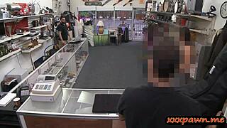 Hey, this amateur brunette bitch pawns her pussy and gets banged by pawn dude.