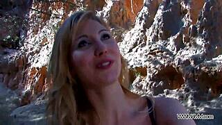 Naive Blonde Teen Believes It's Glamour Shooting Until Huge Cock Leads to Deepthroat Blowjob and Outdoor Anal