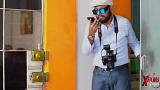 Three young horny guys in porn casting with submissive redhead nymphomaniac