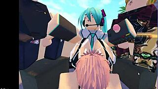 roblox miku gets into wild banging in a massive gangbang group session