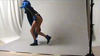 raw amateur teen in cosplay raven outfit exposed outdoors!