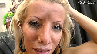 Omar Galanti gapes big slut Lara De Santis ass with deepthroat and facial cumshot