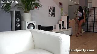 gorgeous curvy teen explores with large toy