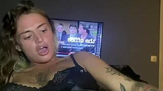 Horny goth teen slut feels intense pleasure while fucking her tight ass with big tits bouncing.