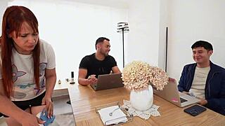 Horny milf joins two college students for a hot threesome