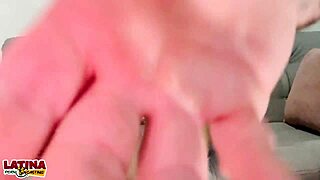 Carol tiny 18+ skinny Colombian Latina gets tight pussy filled with cum in first interracial casting