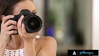 Sexy Photographer Passionately Fingers and Licks Her Blonde Model in Lingerie After Nude Photoshoot