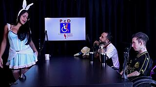 i love how this fat cuckold couple does bdsm domination with handjob and orgasm in public swinger group