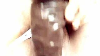 quicky spreads her ass solo with a dildo in softcore play