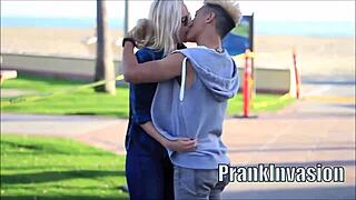 Big Tits Celebrity Kissing Prank Turns Rough and Sexual in California HD Compilation