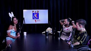 i love how this fat cuckold couple does bdsm domination with handjob and orgasm in public swinger group