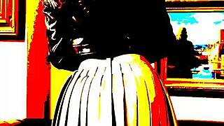 What if art lessons turn into an illustrated leather skirt upskirt dream with outdoor public sex?