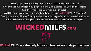 Stepmom dives into intimate sex education with novice using strapon and blowjob in ffm threesome