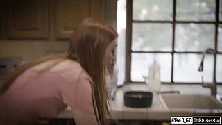 Why does this teen redhead let her tall neighbor finger and anal fuck her small tits body?