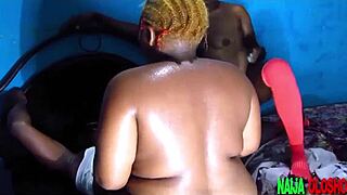 Ladygold Africa and her BBW bisexual girlfriend join Oloshoboyfriend for hardcore threesome banging with monster cock action.