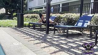 stacxxxs presents a day at the pool ~ hawaiian angel. Mature milf bends over for interracial big black cock creampie in missionary riding sport action.